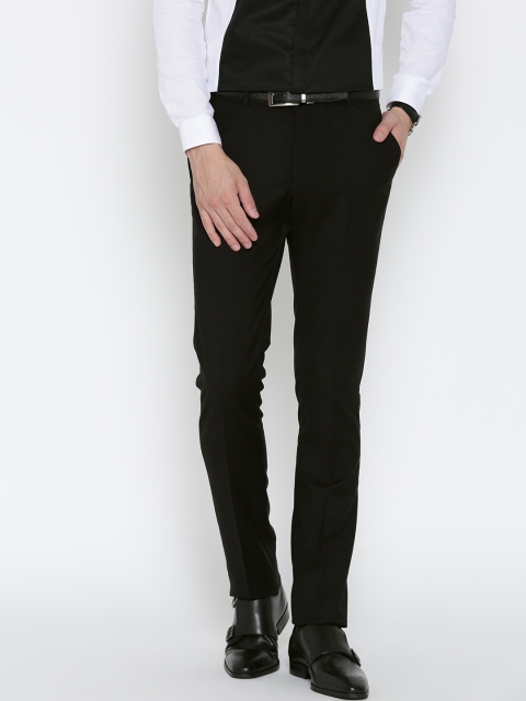 

Blackberrys Men Black Solid Formal Trousers