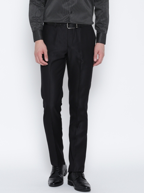 

Blackberrys Men Black Solid Formal Trousers