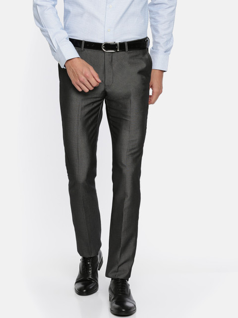 

Blackberrys Men Charcoal Grey Regular Fit Solid Formal Trousers