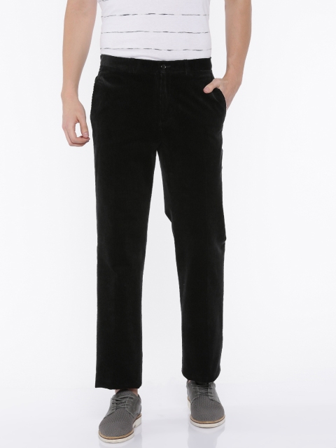 

Blackberrys Men Black Solid Corduroy Trousers