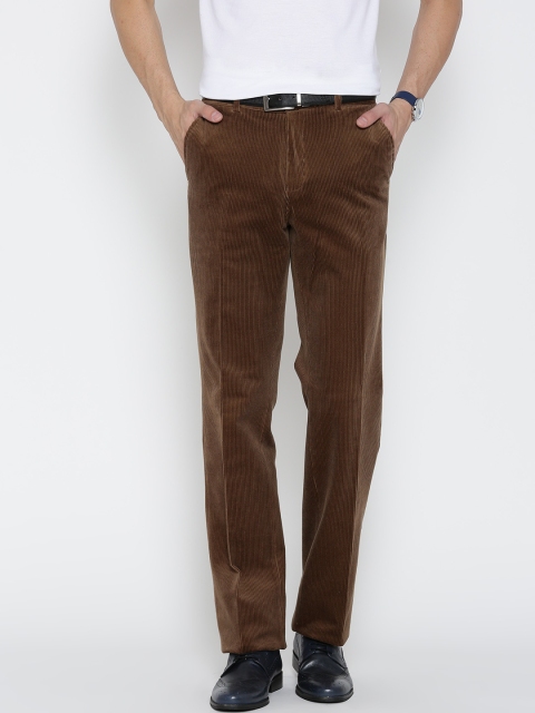 

Blackberrys Men Brown Solid Corduroy Trousers