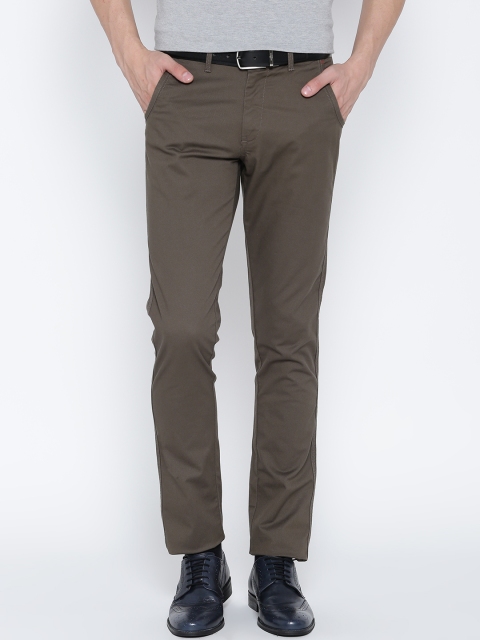 

Blackberrys Men Olive Green Solid Casual Trousers