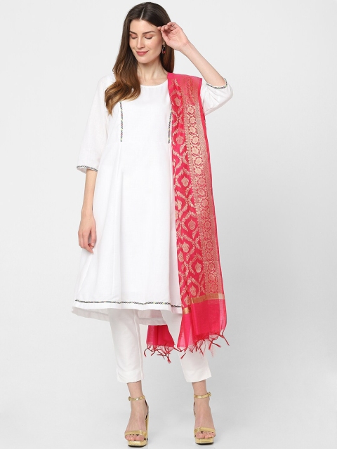 

Indifusion Women Pink & Gold-Toned Woven Design Stole