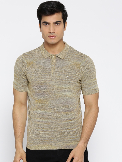 

Blackberrys Men Beige Self Design Polo Collar T-shirt