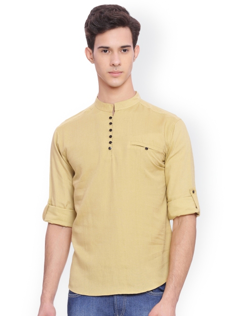 

Svanik Men Mustard Yellow Solid Slim Fit Straight Kurta