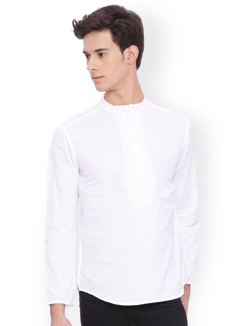 

Svanik Men Off-White Solid Slim Fit Straight Kurta