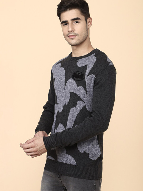 

Free Authority Men Black & Grey Self Design Pullover
