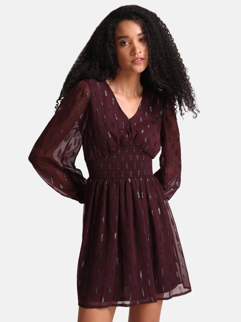 

Kazo Purple Embellished Fit & Flare Dress
