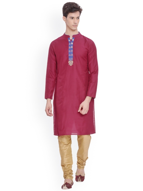 

Svanik Men Red Solid Straight Kurta