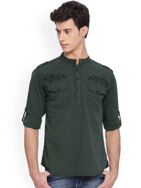 

Svanik Men Charcoal Straight Kurta