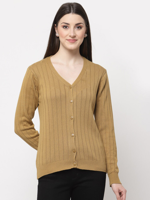 

Club York Women Beige Striped Cardigan