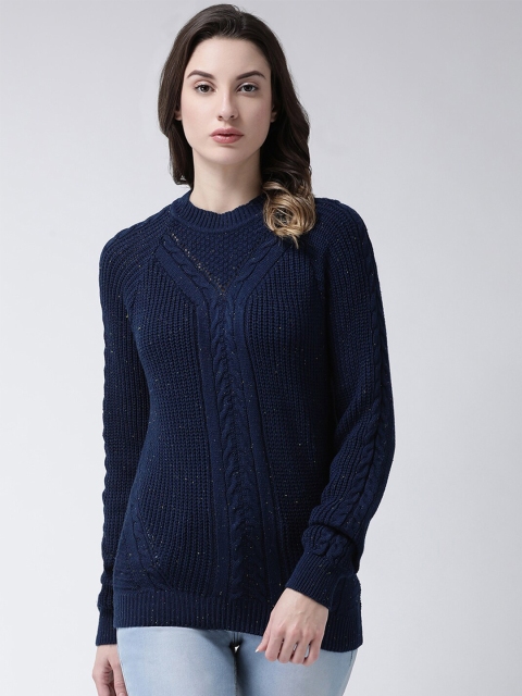 

Club York Women Navy Blue Cable Knit Pullover