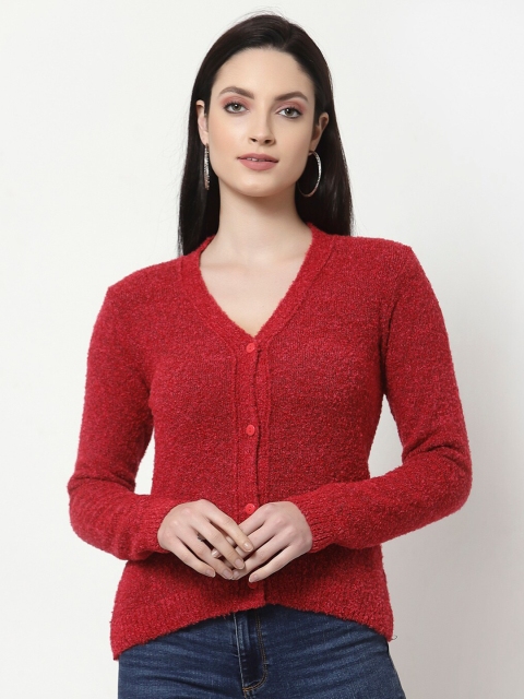 

Club York Women Red Cardigan with Fuzzy Detail