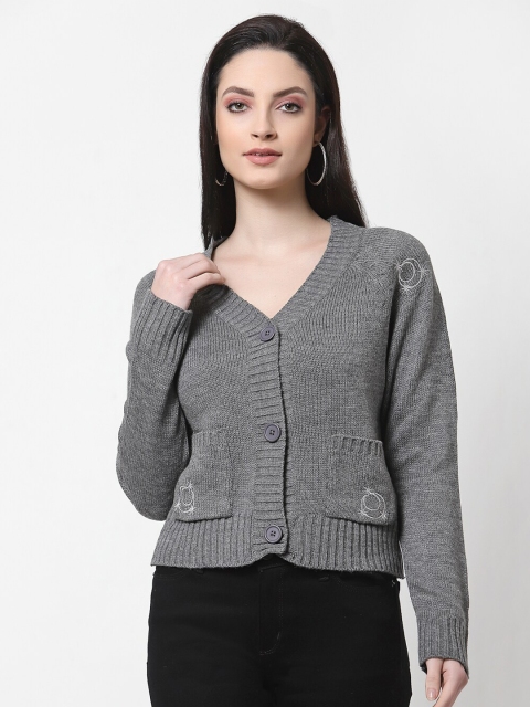 

Club York Women Grey Cable Knit Cardigan