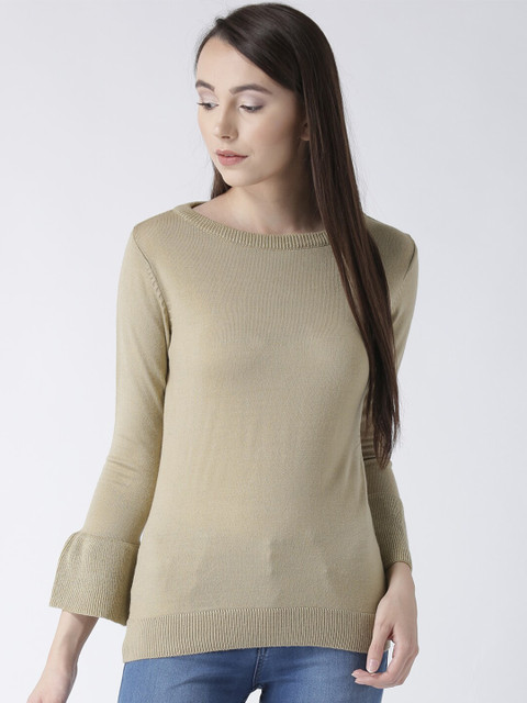 

Club York Women Beige Solid Pullover