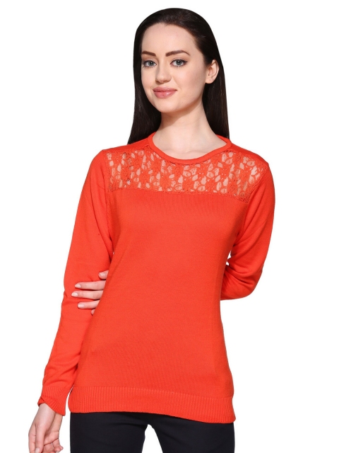 

Club York Women Orange Floral Pullover