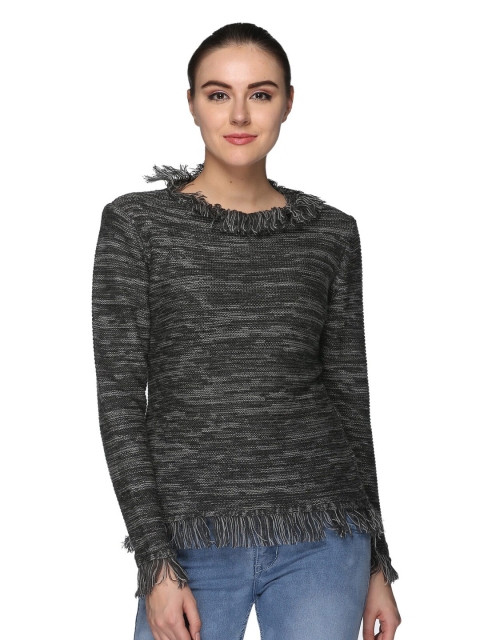 

Club York Women Charcoal Pullover with Fringed Detail