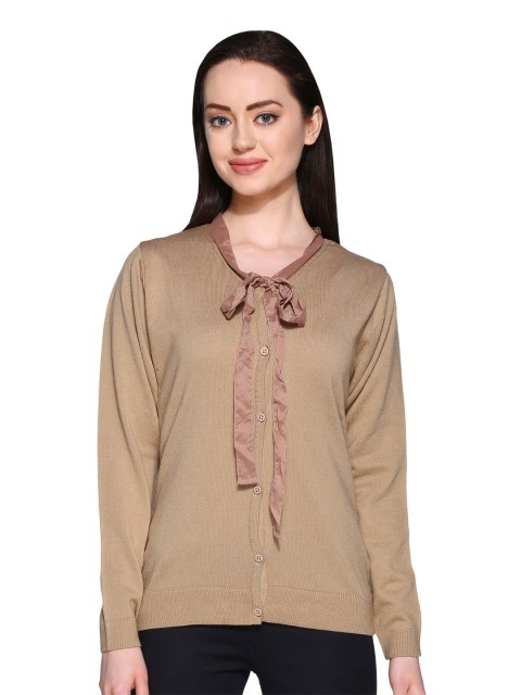 

Club York Women Beige Ribbed Cardigan