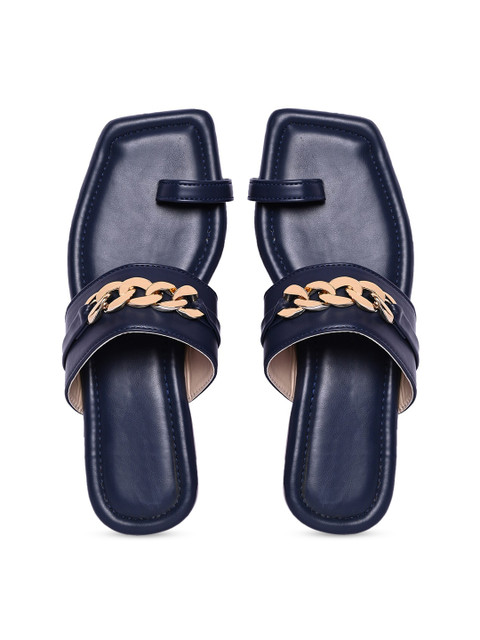 

PERY PAO Women Navy Blue Embellished Open Toe Flats