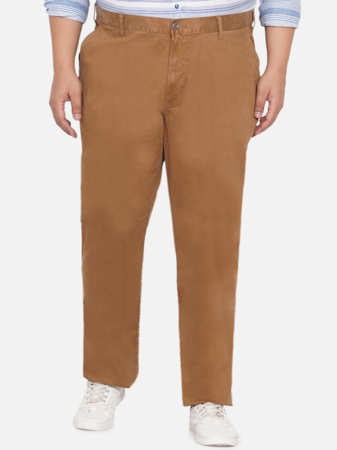 

Santonio Men Plus size Pure cotton Brown Relaxed Straight Leg Easy Wash Trousers