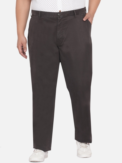 

Santonio Men Plus size Pure cotton Brown Relaxed Straight Leg Easy Wash Trousers