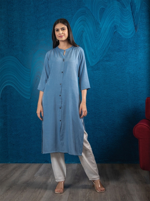 

BEATITUDE Women Blue Solid Kurta
