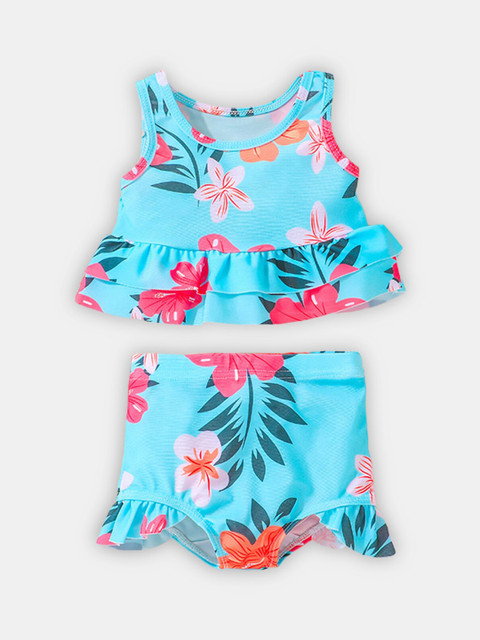 

Hopscotch Girls Blue Printed 2-Piece Swim Set