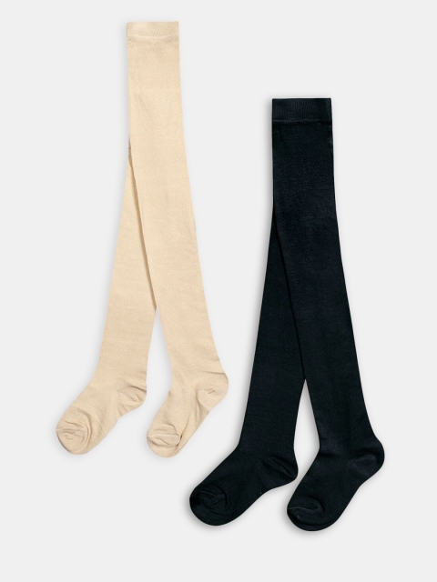 

Hopscotch Girls Pack of 2 Beige & Black Solid Stockings