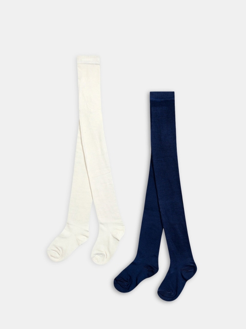

Hopscotch Girls Pack of 2 Navy Blue & off-White Solid Stockings