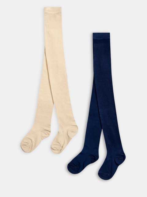 

Hopscotch Girls Pack of 2 Navy Blue & Nude Solid Stockings