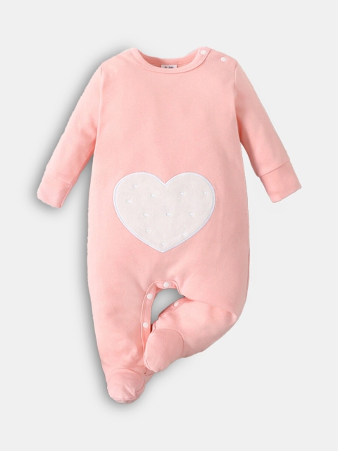 

Hopscotch Girls Pink & White Printed Cotton Rompers