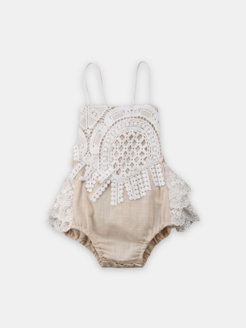 

Hopscotch Girls White & Beige Lace Detail Cotton Bodysuit