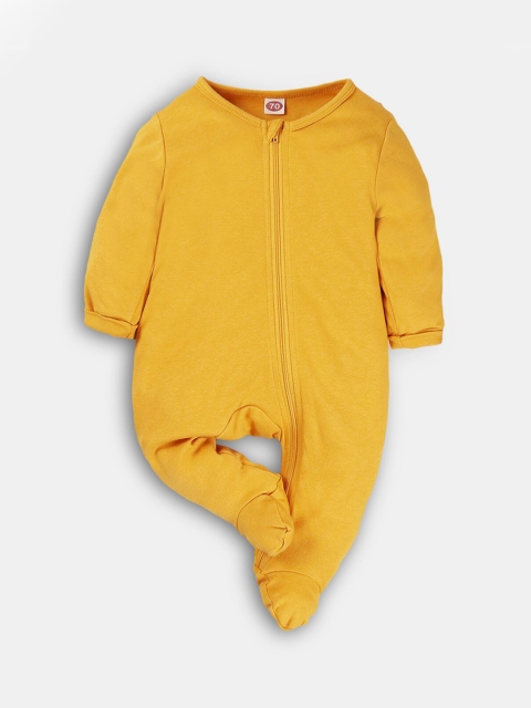 

Hopscotch Infant Girls Yellow Solid Cotton Rompers