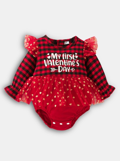 

Hopscotch Infant Girls Red Printed Cotton Bodysuit