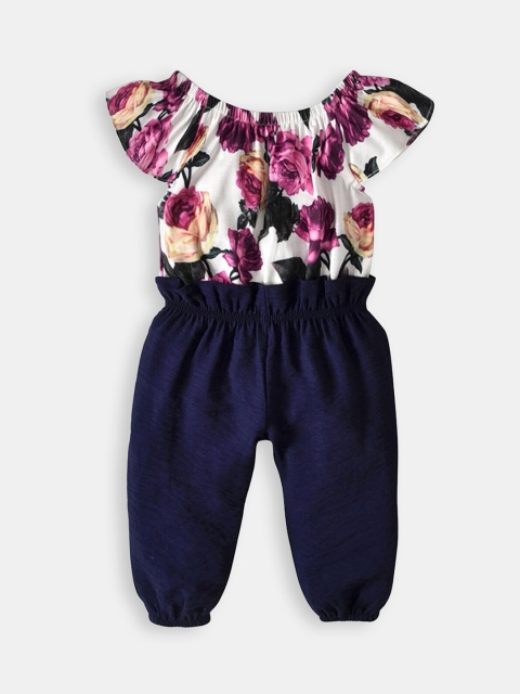 

Hopscotch Girls Fuchsia & Black Printed Basic Jumpsuit