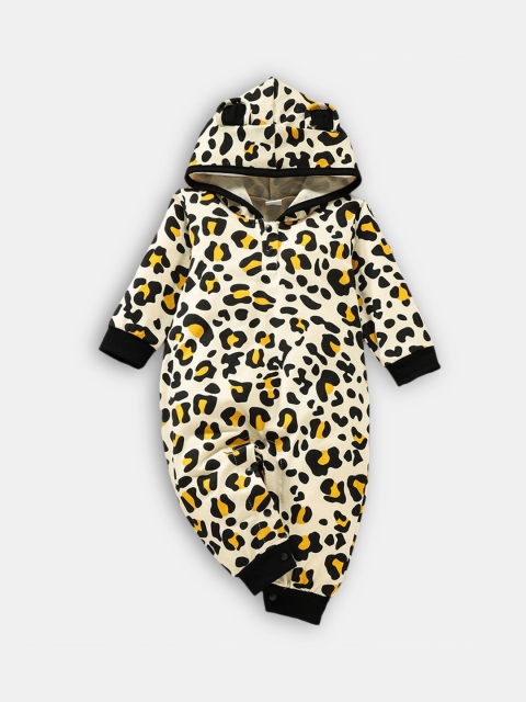 

Hopscotch Boys Beige Printed Romper