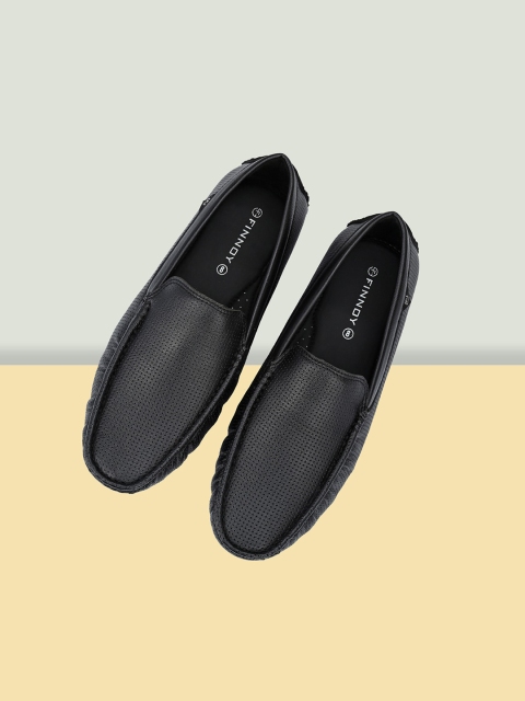 

FINNOY Men Black Synthetic Leather Casual Loafers