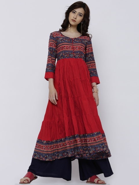 

Vishudh Women Red & Navy Blue Anarkali Kurta