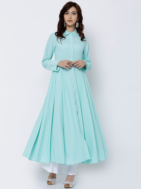 

Vishudh Women Blue Printed Anarkali Kurta