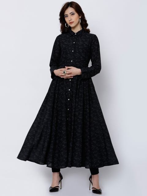 

Vishudh Women Black Printed Anarkali Kurta