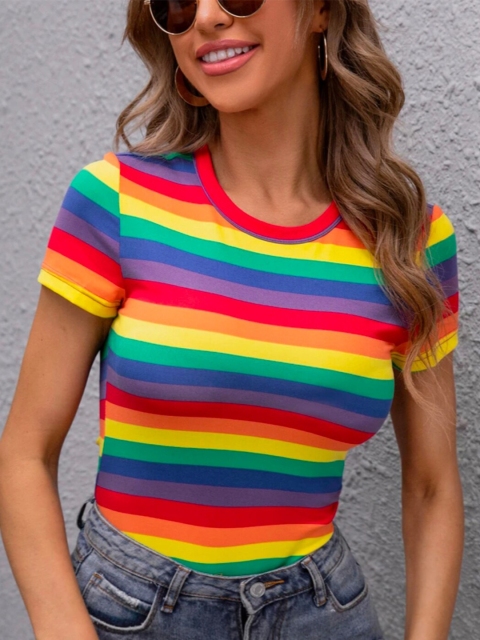 

Dream Beauty Fashion Blue ,Yellow & Red Print Top