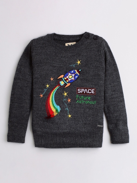 

Hopscotch Boys Grey & Pink Printed Pullover