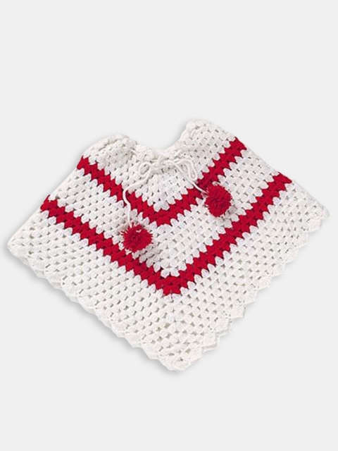 

Hopscotch Girls White & Red Striped Printed Pullover