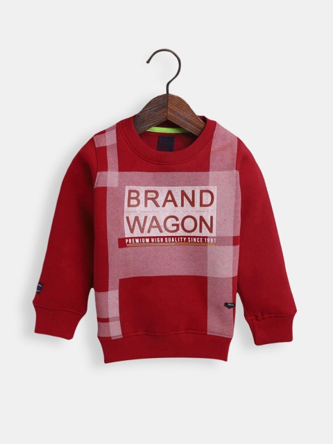 

Hopscotch Boys Red Typography Printed Sweatshirt