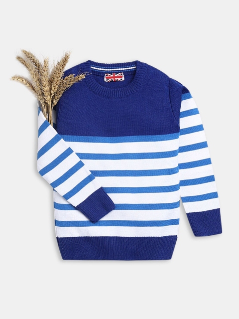 

Hopscotch Boys Blue & White Striped Full-Sleeve Pullover