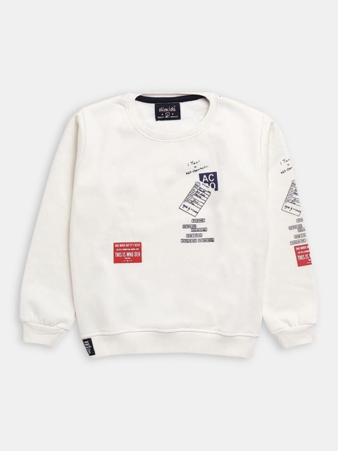 

Hopscotch Boys White Printed Sweatshirt