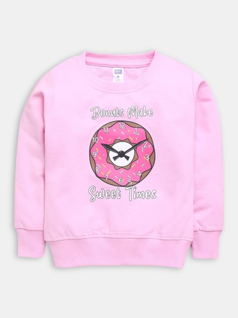 

Hopscotch Girls Pink Printed Sweatshirt