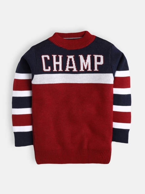 

Hopscotch Boys Red & Navy Blue Striped Cotton Pullover