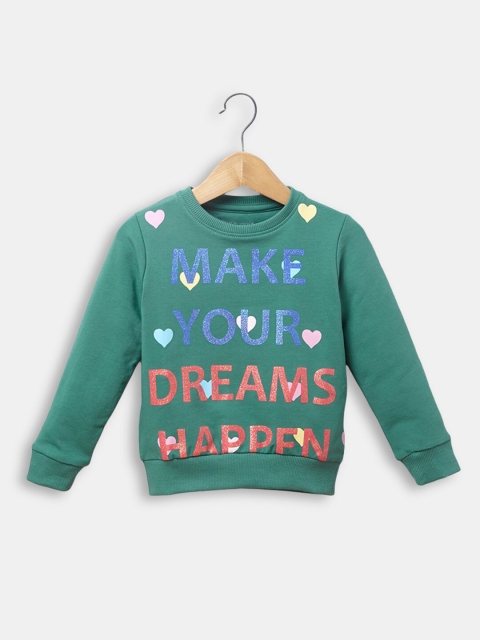 

Hopscotch Girls Green Printed Sweatshirt