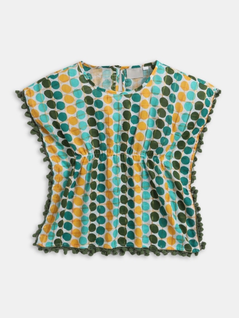

Hopscotch Blue & Orange Geometric Print Pure Cotton Kaftan Top